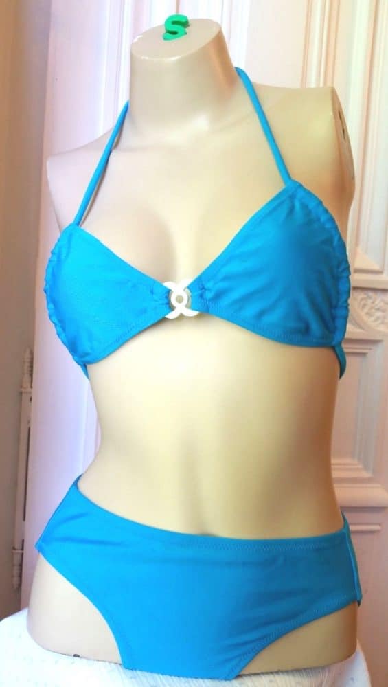 Bikini Turchese Fibbia Bianca Top 1970