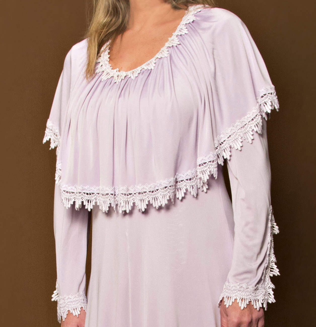 Abito Sposa Caftano Jersey Seta Lilla 1970 - immagine 2