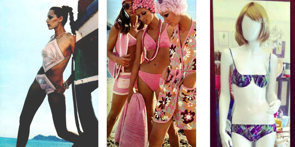 Costume Pucci, costumi pastello, bikini in seta Vintachic