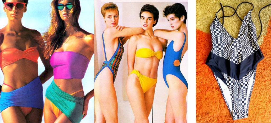 1980: bikini e costumi interi coloratissimi e sgamabti - costume intero Vintachic